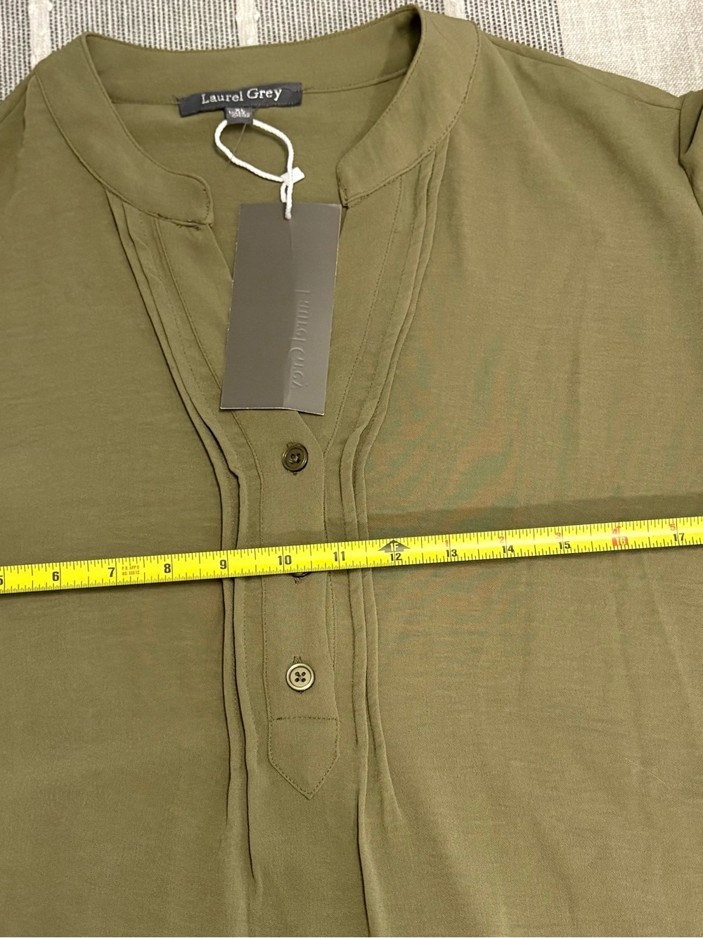 Olive Ruffle Sleeve Button-Front Blouse - Picture 7 of 7